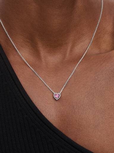Collier Cœur Surélevé Rose
