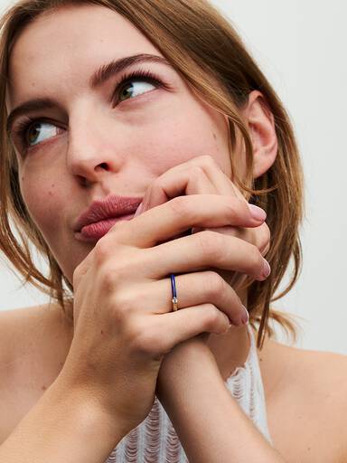 Bague Double Pavée & Bleue