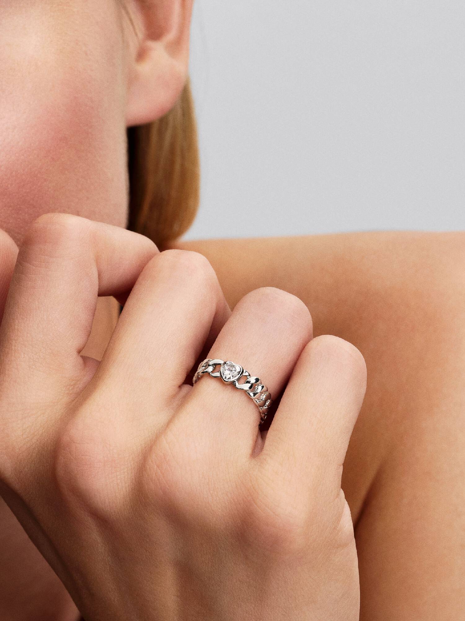 Bague Cœur Maille Cubaine