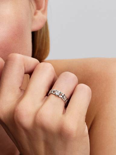 Bague Cœur Maille Cubaine