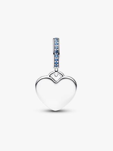 Charm Pendant Pierre Bleue Cœur Gravable