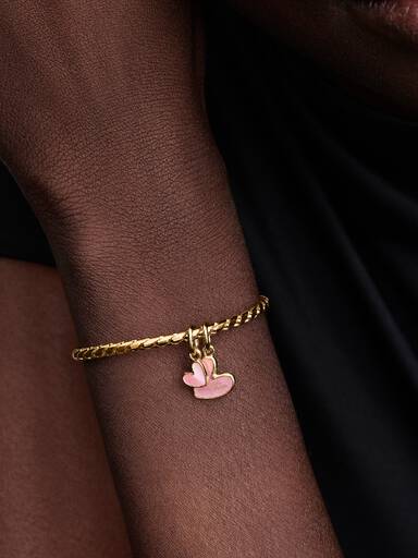 Charm Pendant Séparable Mère et Fille Rose Doré
