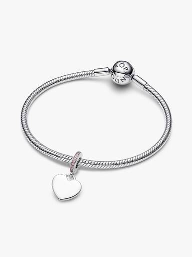 Charm Pendant Pierre Rose Cœur Gravable