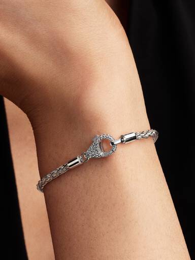 Bracelet à Charms Maille Queue de Renard Fermoir Pavé