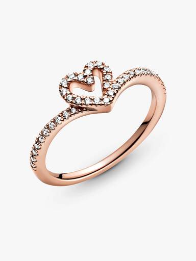 Bague Cœur Chevron Scintillante