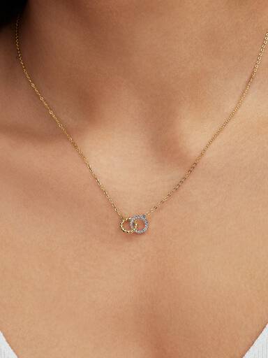 Collier Cercles Imbriqués Pavé et Sphère Bimatière
