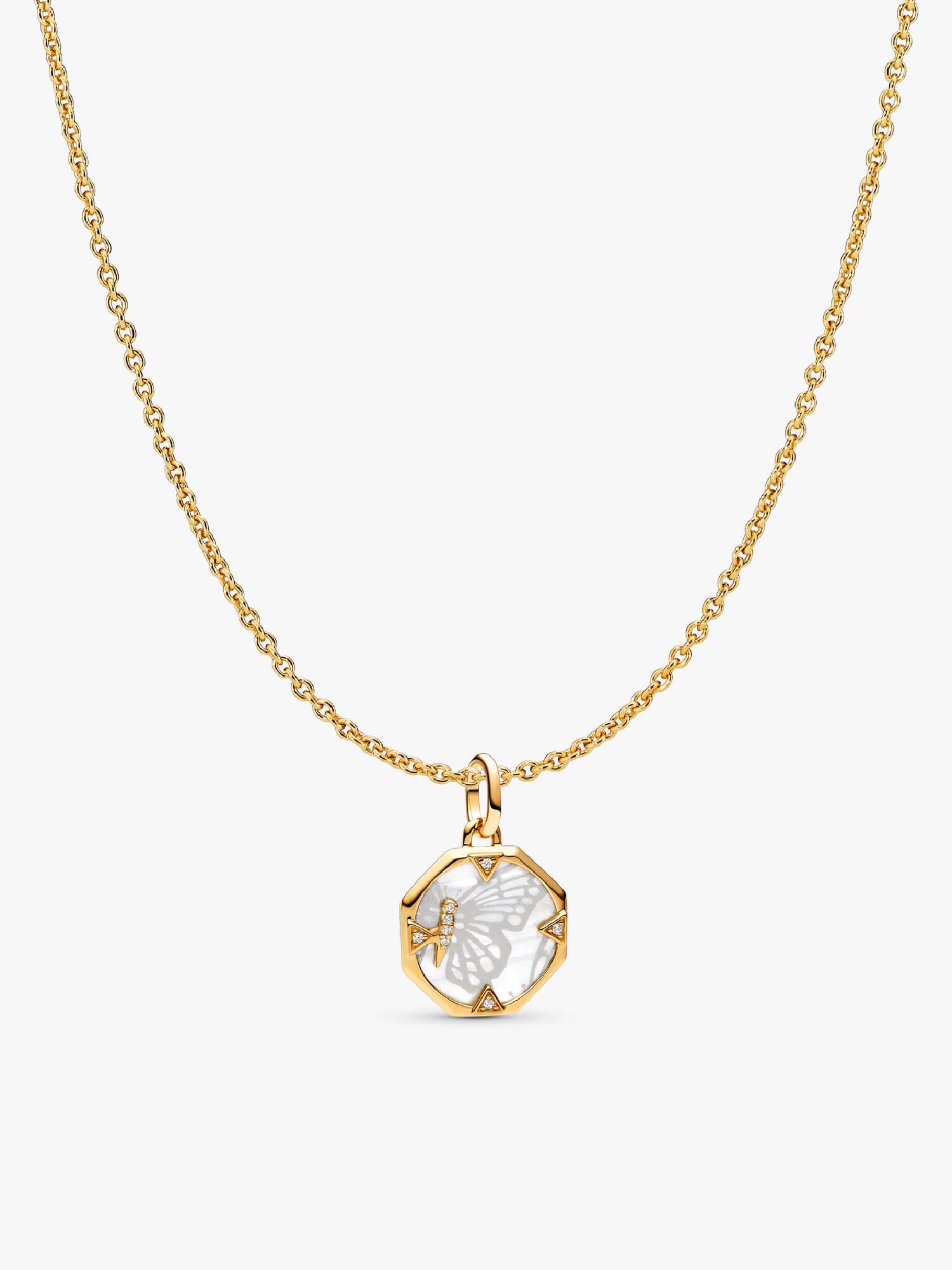 Collier Composé Chaîne & Médaillon Papillon Nacré