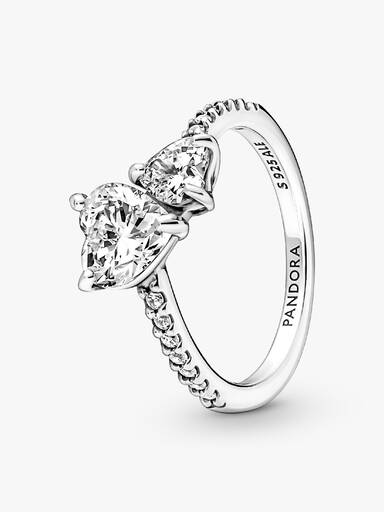 Bague Scintillante Cœur Double