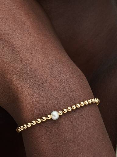 Bracelet Perle de Culture d'Eau Douce Traitée & Détails Sertis Grain