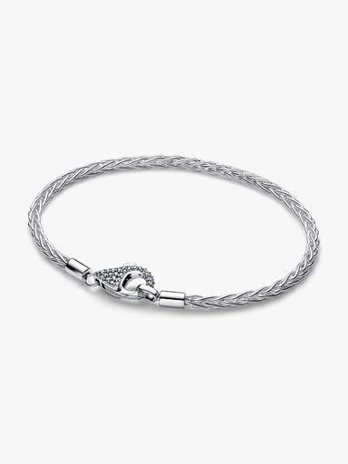 Bracelet à Charms Maille Queue de Renard Fermoir Pavé