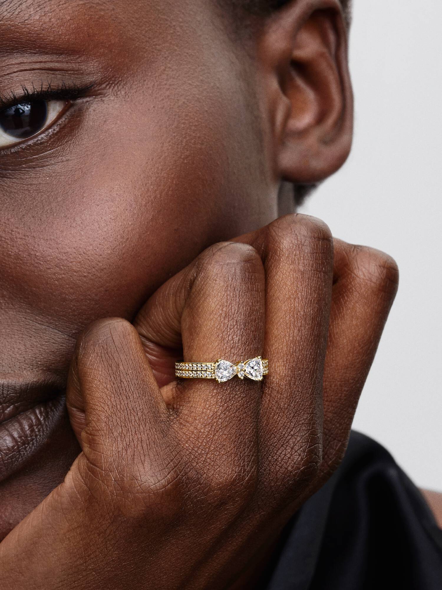 Bague Double Rang Nœud Scintillant