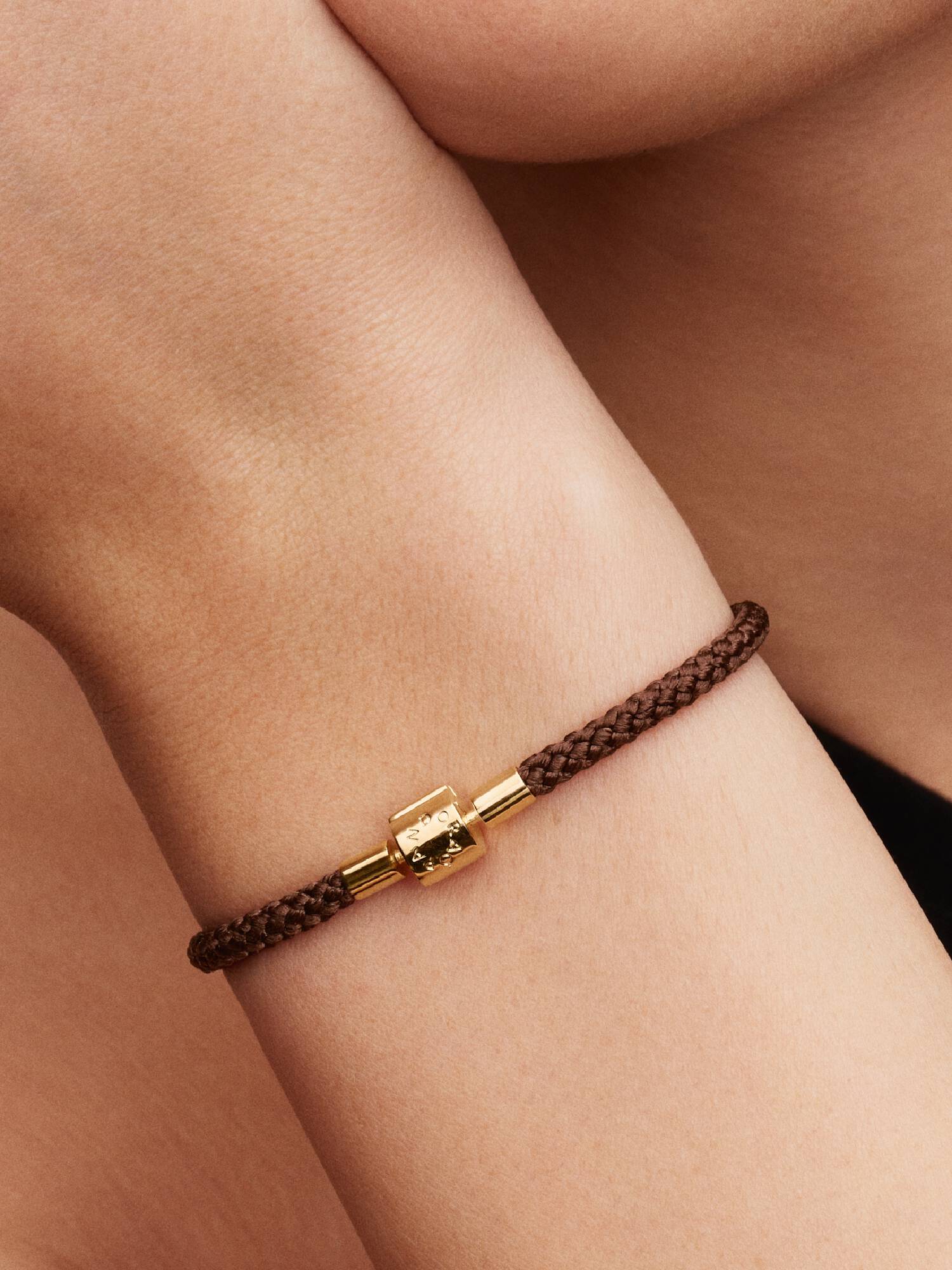 Bracelet Cordon Marron Scintillant