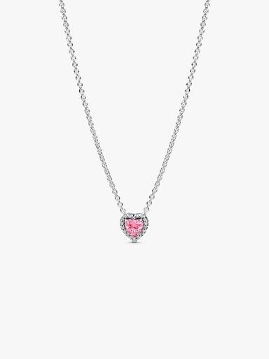 Collier Cœur Surélevé Rose