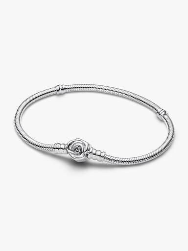 Bracelet Maille Serpent Fermoir Rose en Fleur