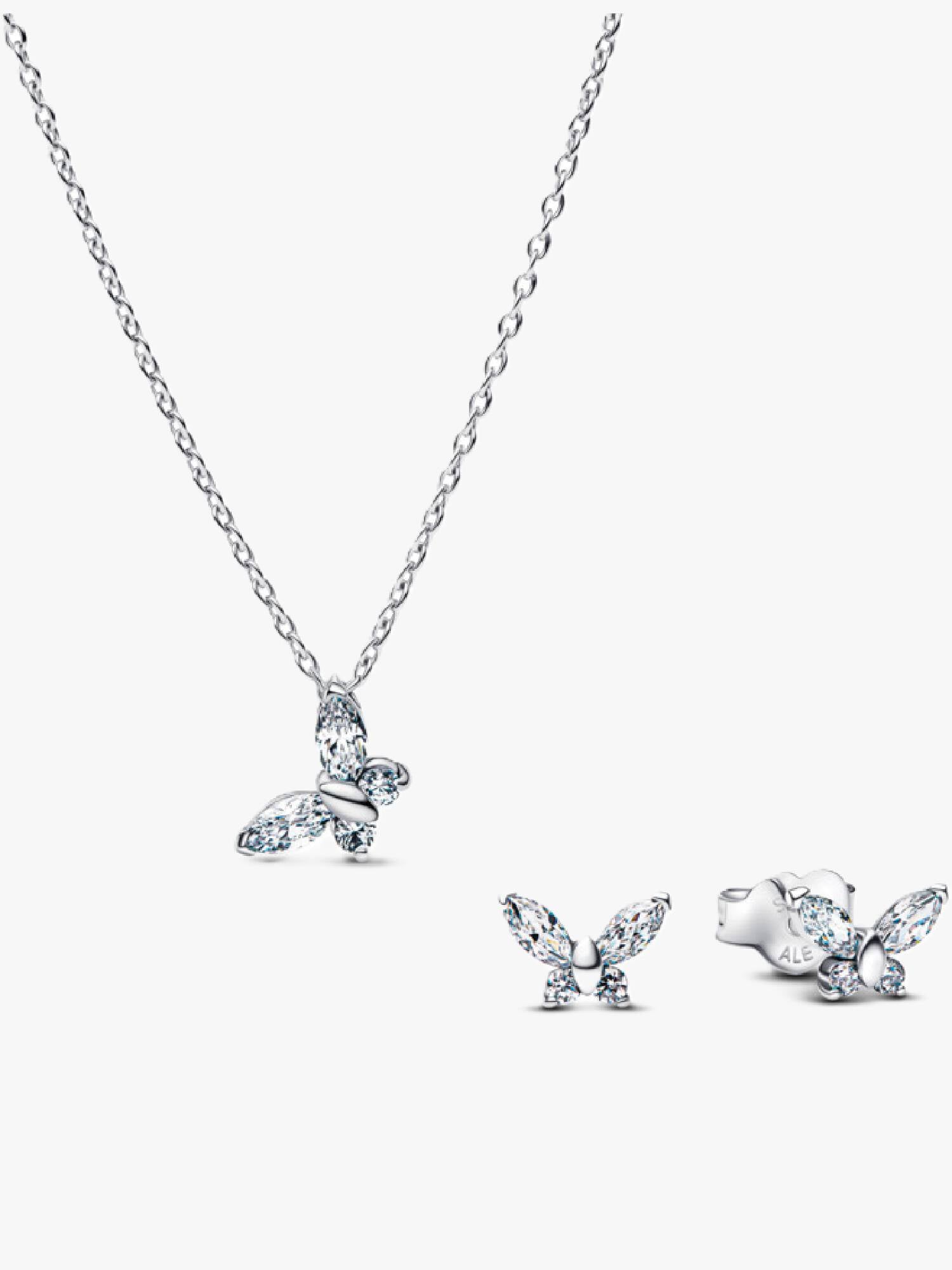 Parure Collier et Boucles d'Oreilles Papillon Scintillant