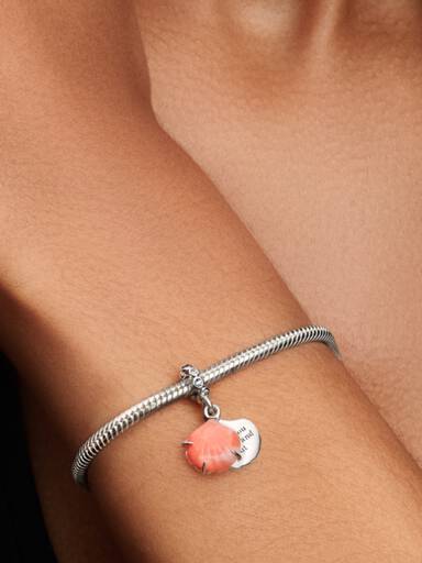 Charm Pendant Double Coquillage Couleur Corail