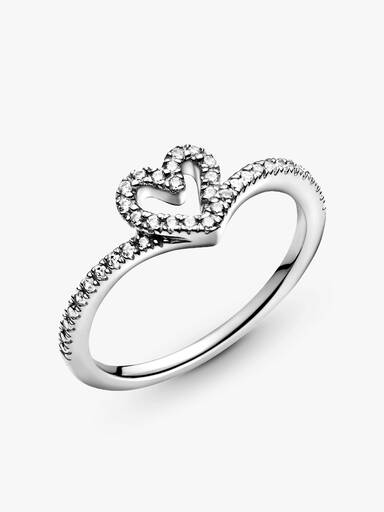 Bague Cœur Chevron Scintillante