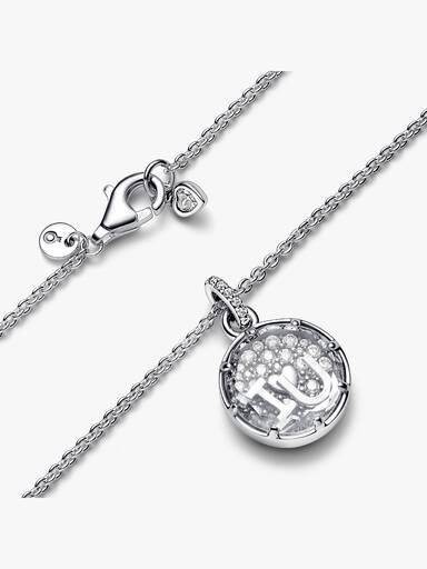 I love u sterling silver pendant with clear cubic zirconia, clear crystal and necklace