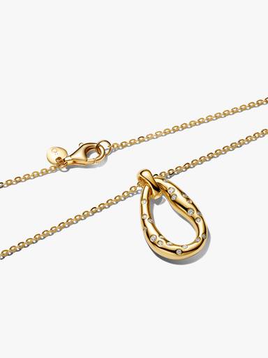 Collier avec Pendentif Serti de Forme Organique Doré