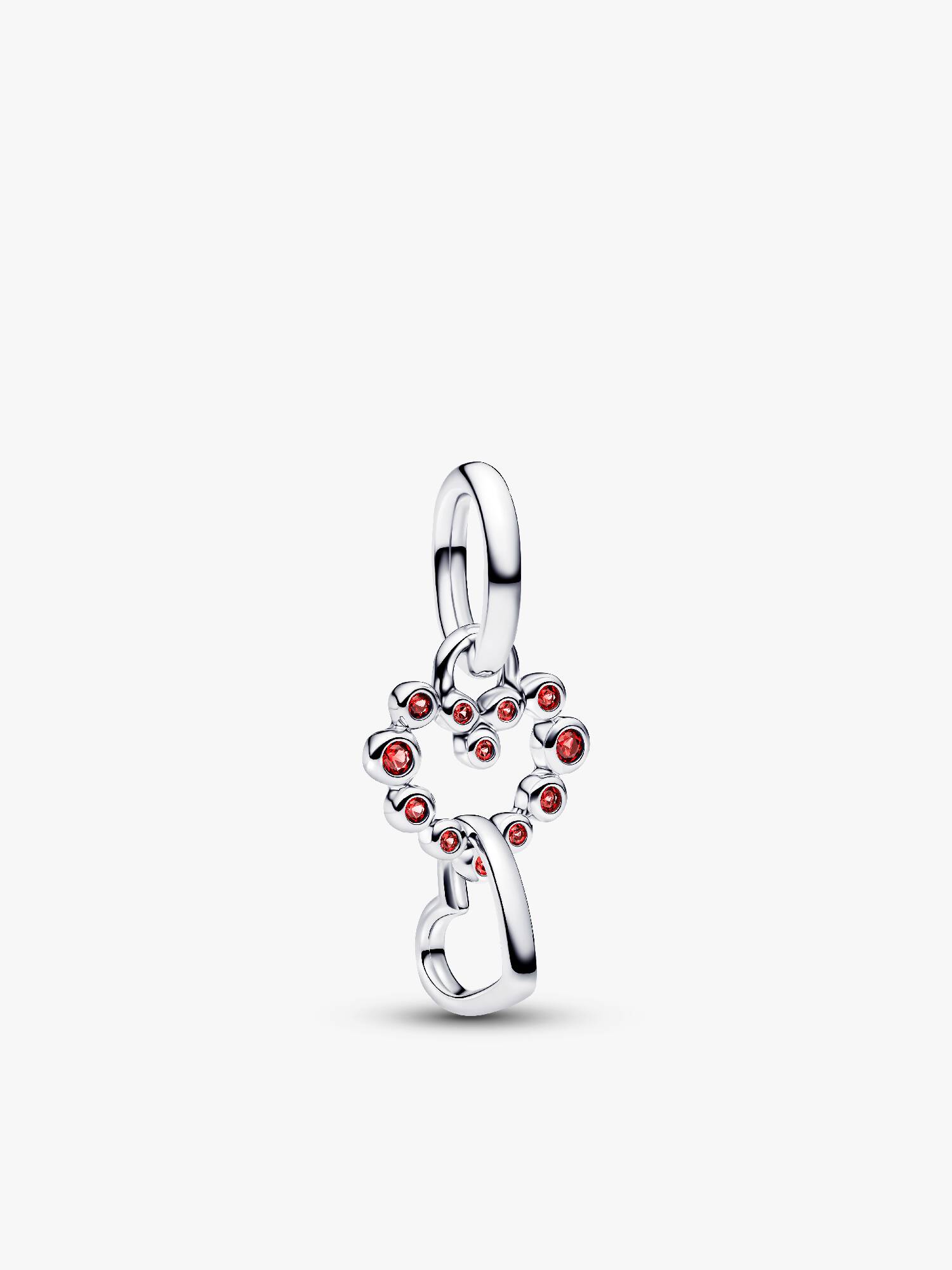Charm Pendant Cœurs Entrelacés et Pierres Rouges