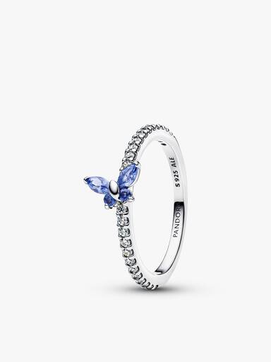 Parure Collier, Boucles d'Oreilles & Bague Papillon Bleu
