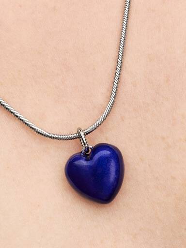 Charm Pendant Cœur Bombé Bleu