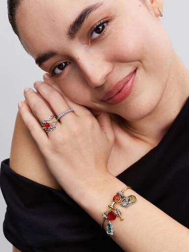 Bracelet Maille Serpent Disney La Belle et La Bête Rose Enchantée
