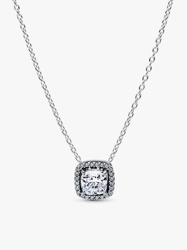 Parure Collier, Boucles d'Oreilles & Bague Halo Carré