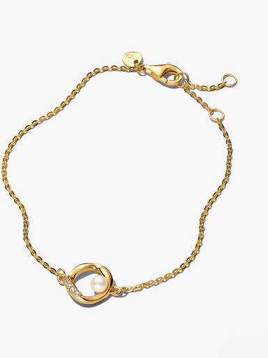 Bracelet Cercle Pavé de Forme Organique & Perle de Culture d'Eau Douce Traitée