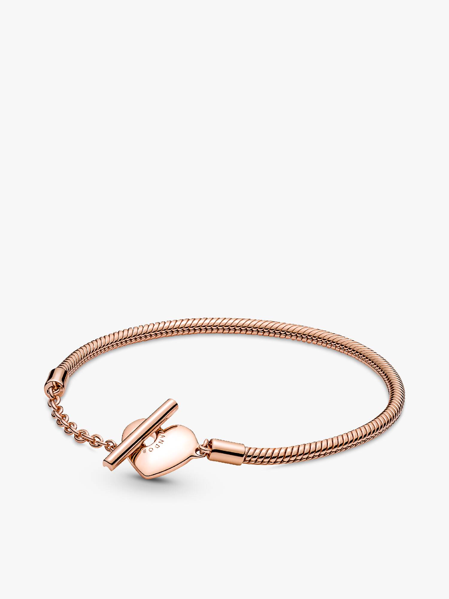 Bracelet Maille Serpent Barre en T Cœur Pandora Moments