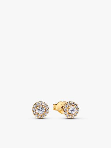 Parure Bague, Collier & Clous d'Oreilles Halo Pavé Rond