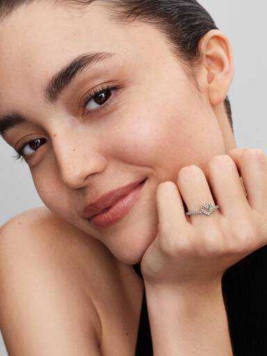 Bague Cœur Chevron Scintillante