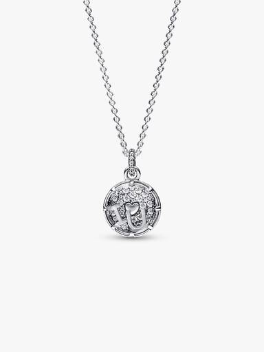 I love u sterling silver pendant with clear cubic zirconia, clear crystal and necklace
