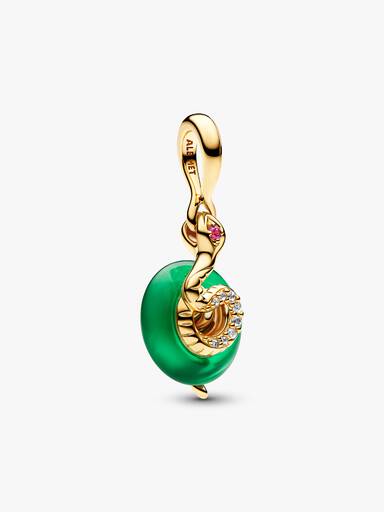 Charm Pendant en Verre de Murano Vert Serpent