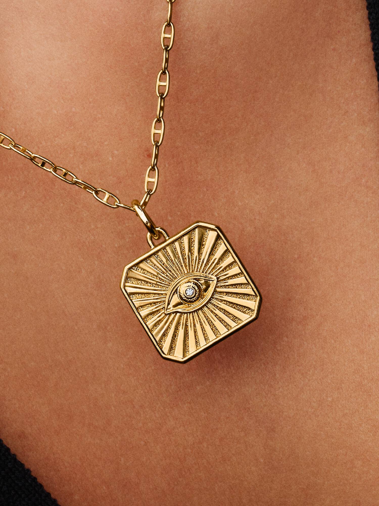 Charm Pendant Troisième Œil Doré et Diamant de Synthèse Pat McGrath