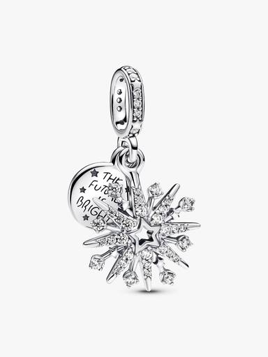 Charm Pendant Double Feu d'Artifice Scintillant