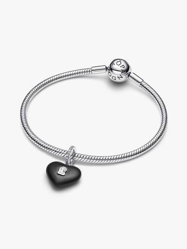 Charm Pendant Cadenas Cœur Céramique Noir Mat