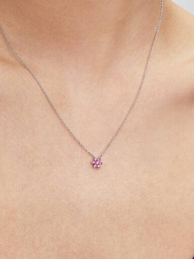 Collier à Pendentif Fleur Rose Scintillante