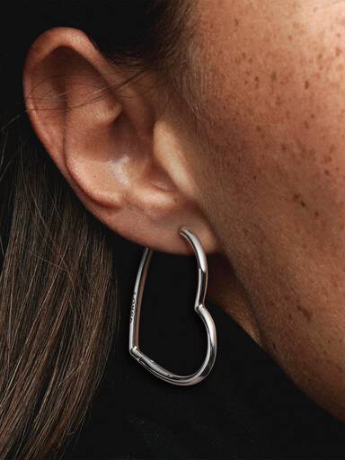 Boucles d'Oreilles Créoles Cœur Asymétrique