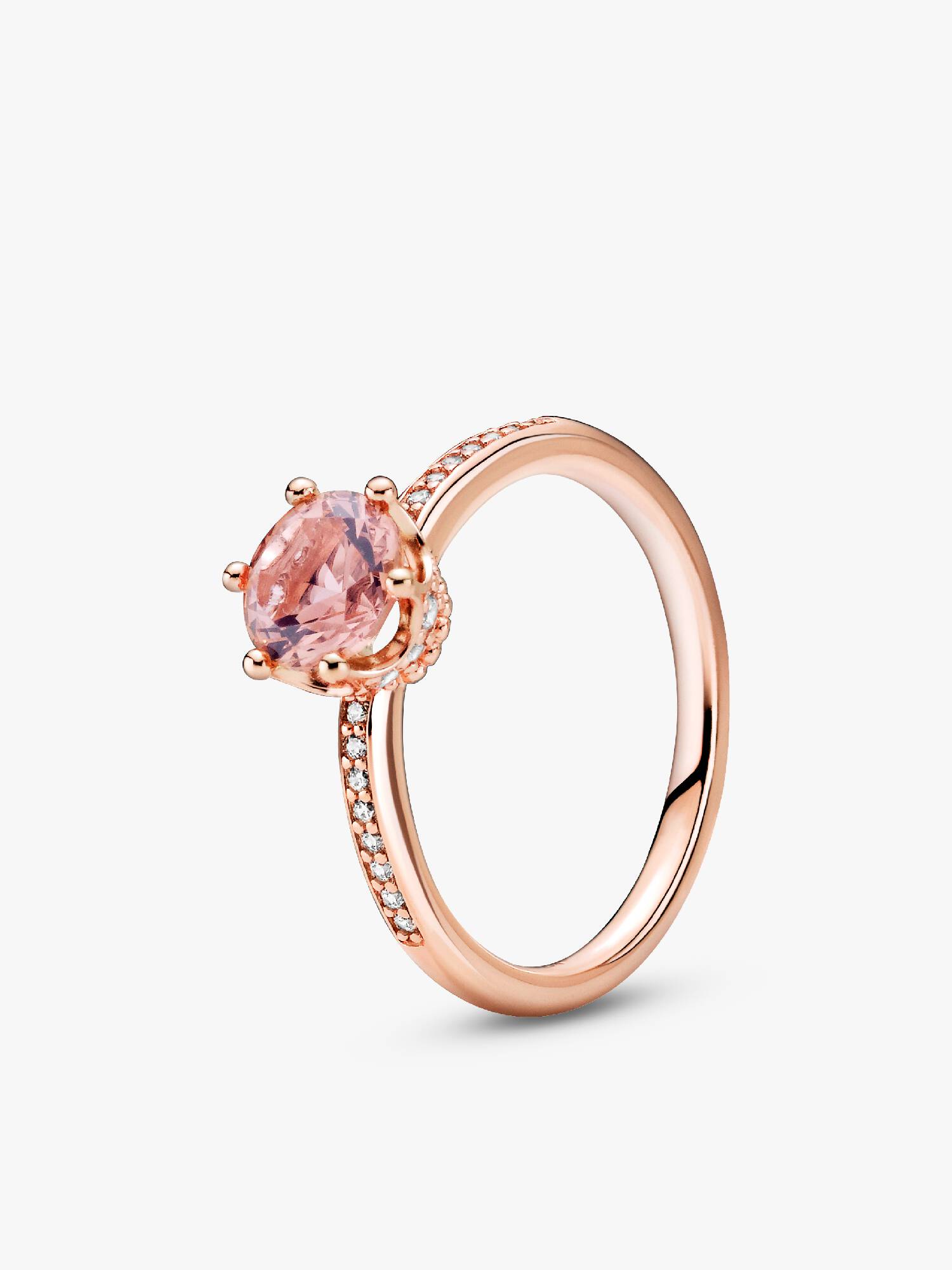 Bague Solitaire Couronne Scintillante Rose