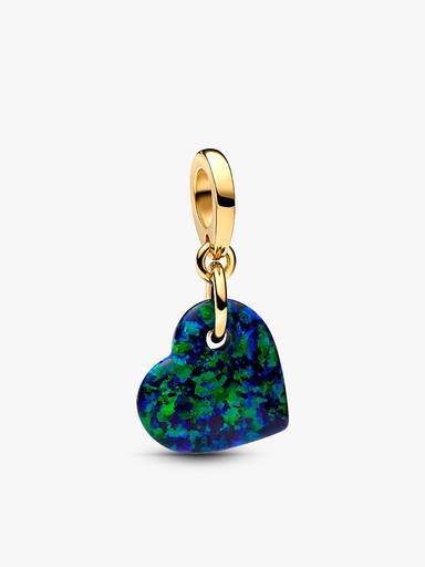 Collier Composé Cœurs Imbriqués & Charm Cœur Vert Opalescent
