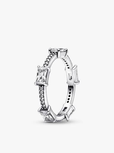 Ensemble de Bagues Halo Scintillant Rectangulaire