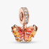 Charm Pendant Papillon en Verre de Murano Rose & Jaune Charm Pendant Papillon en Verre de Murano Rose & Jaune