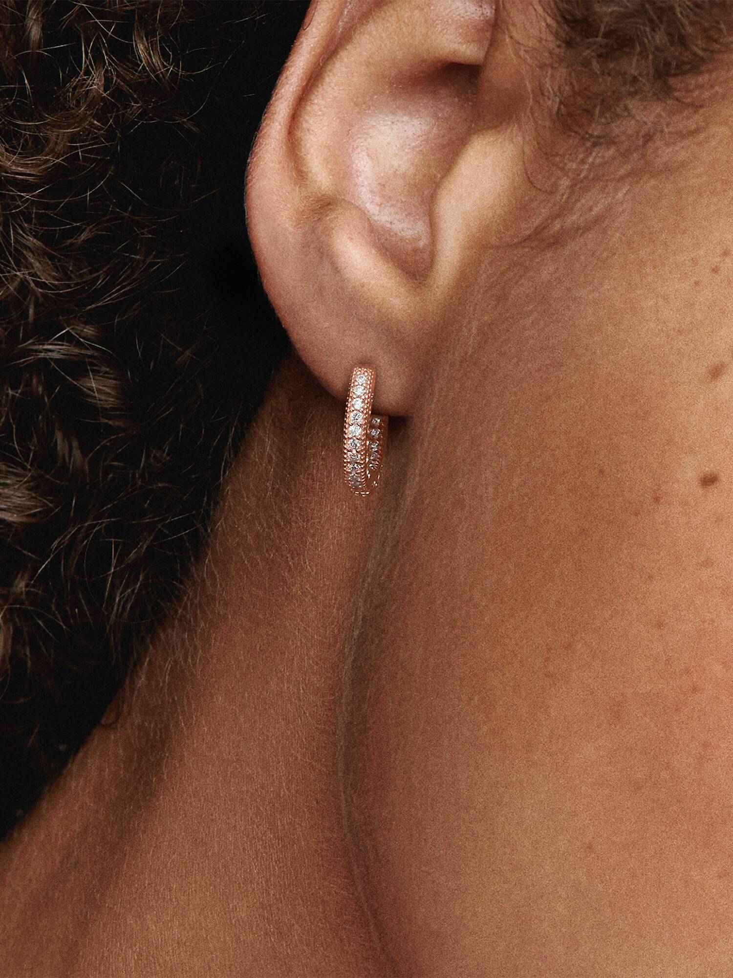 Boucles d'Oreilles Créoles Cœur Pavé