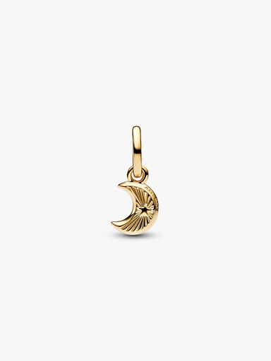 Mini Charm Pendant Croissant de Lune Blanc Doré