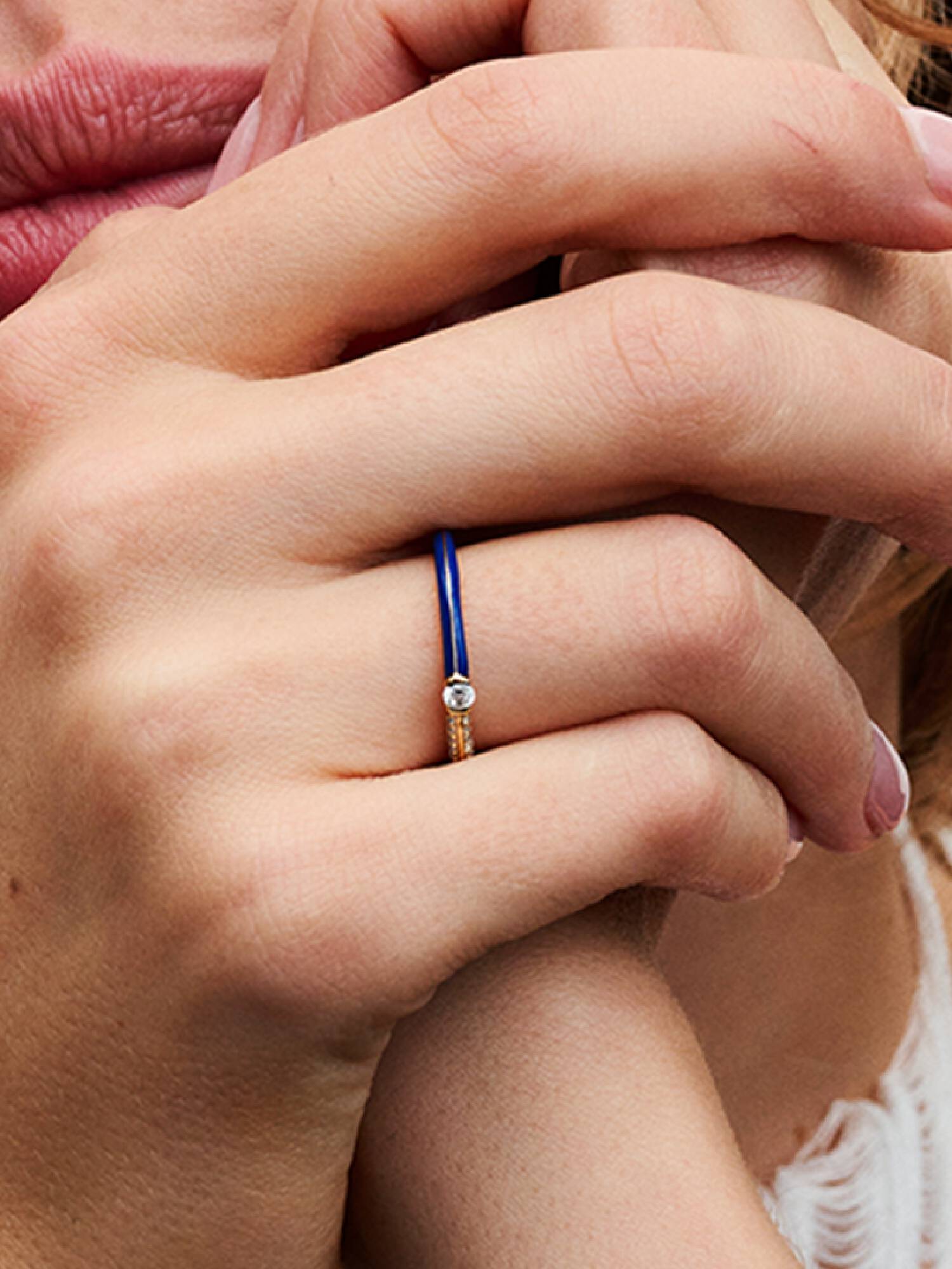 Bague Double Pavée & Bleue