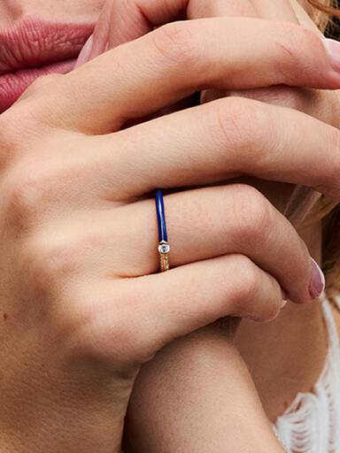 Bague Double Pavée & Bleue