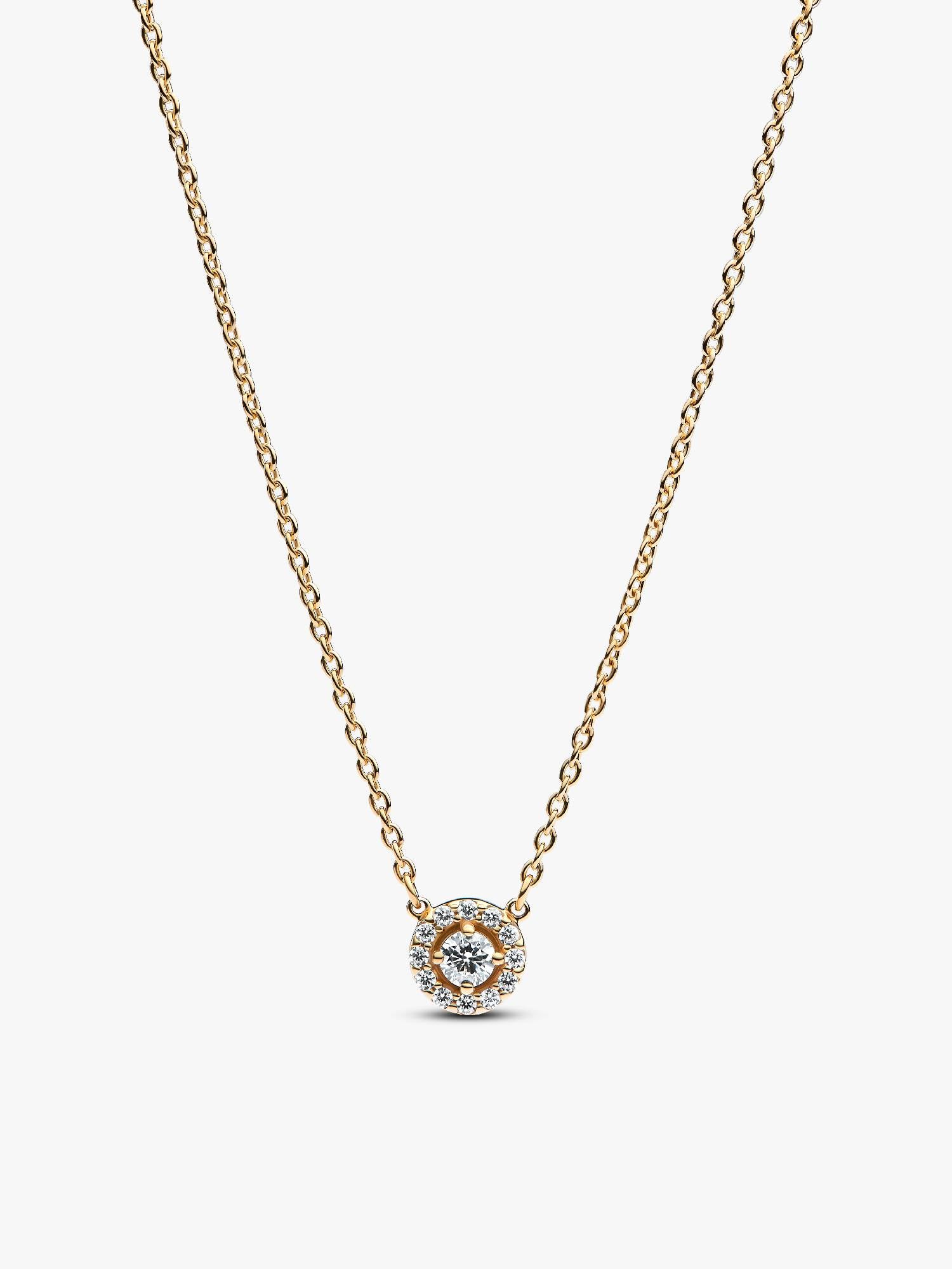Collier à Pendentif Halo Pavé Rond