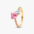 Bague Scintillante Double Cœur Rose & Incolore Bague Scintillante Double Cœur Rose & Incolore