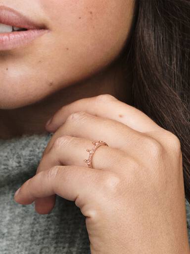 Bague Couronne Scintillante Rose